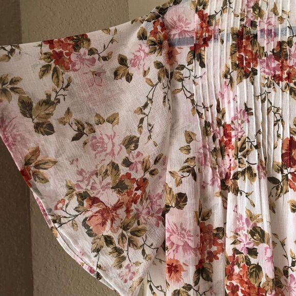 American Eagle Outfitters Medium Kimono Cardigan Rose Print Sheer Cottage Core - Picture 9 of 11